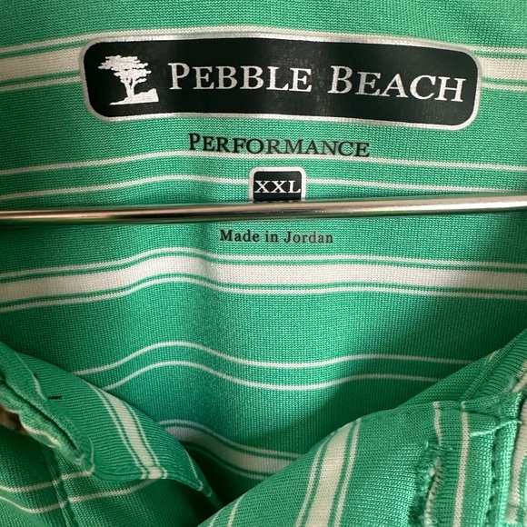 Pebble Beach Golf Polo Shirt Men’s XXL Green White Stripes Short Sleeve - Picture 2 of 3